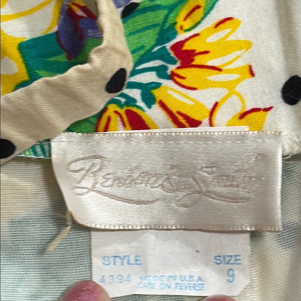(T2) Benson & Smith 80s Vintage Bohemian Floral Print Cream Cotton Dress, Size 9 - Picture 12 of 14